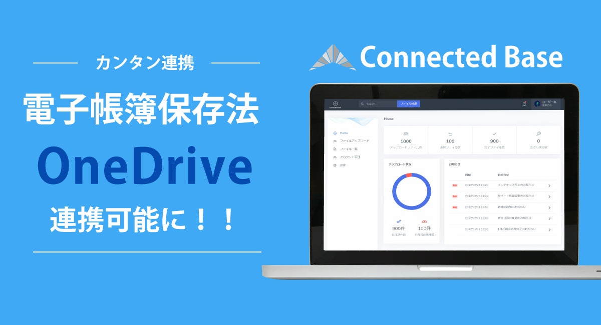 完全丸投げ型の電子帳簿保存法サービス「Connected Base(コネクテッドベース)」でOneDrive連携を開始
